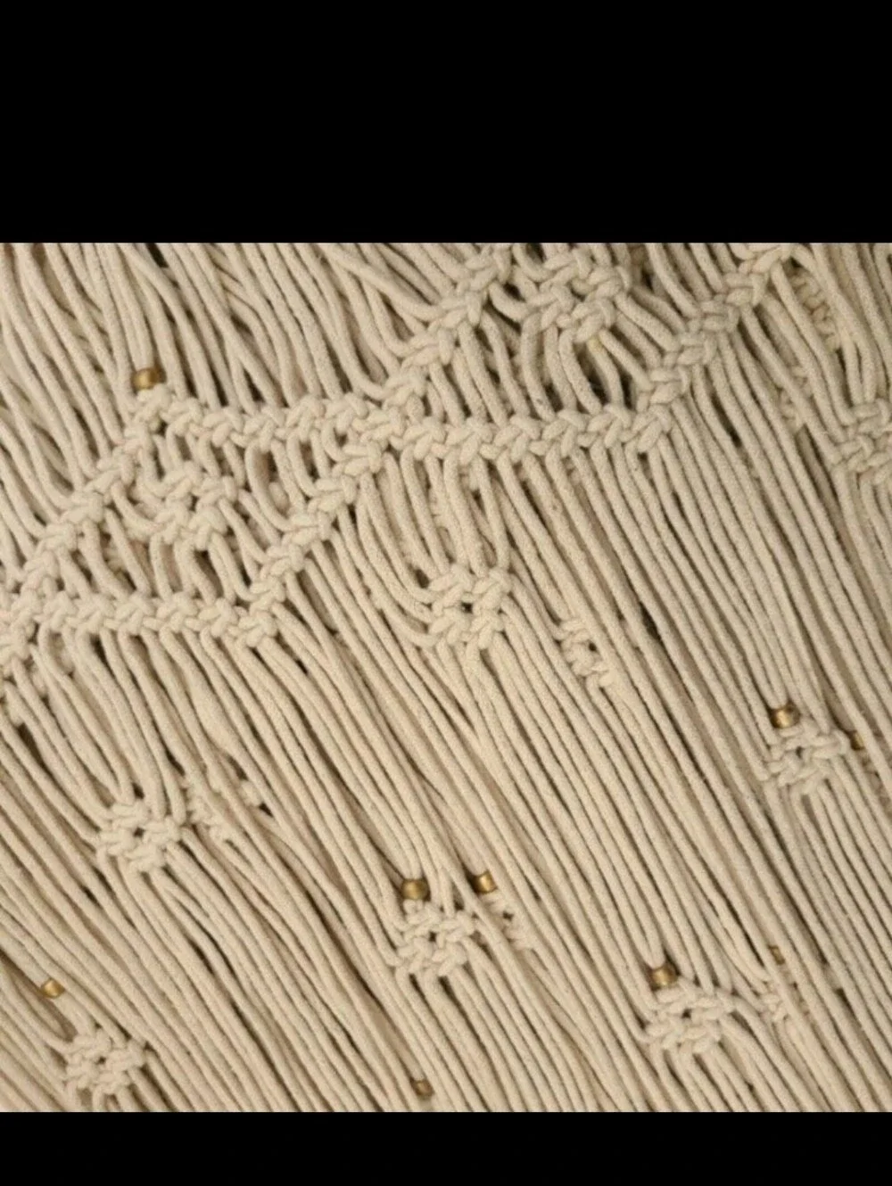 NWOB 1 Passport to India Beaded Macramae Crochet Curtain Panel Door Pane Beige